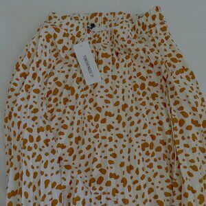 Tonchengsd. Retro Midi. High waist. Pleated skirt. Leopard print .Small